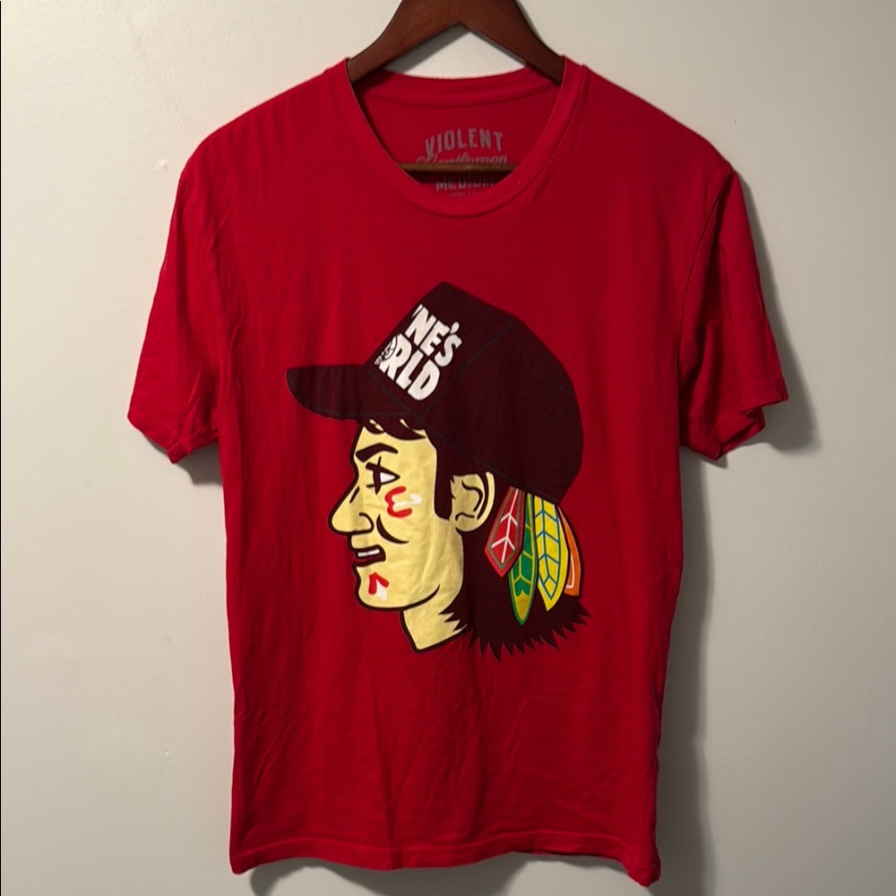 Violent Gentleman Wayne’s World Blackhawks tshirt Men’s sz M EUC